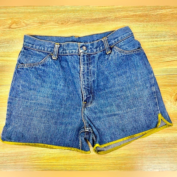 1973 Vintage Levis "For Me" Bell Bottom Modified Cut-Off Shorts Orange Tab - Picture 1 of 11